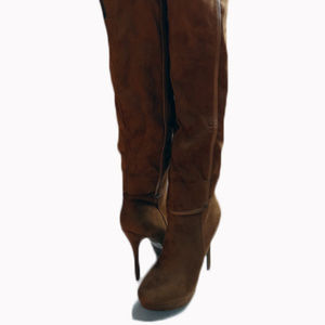 THIGH HIGH BROWN/TAN SUEDE BOOTS